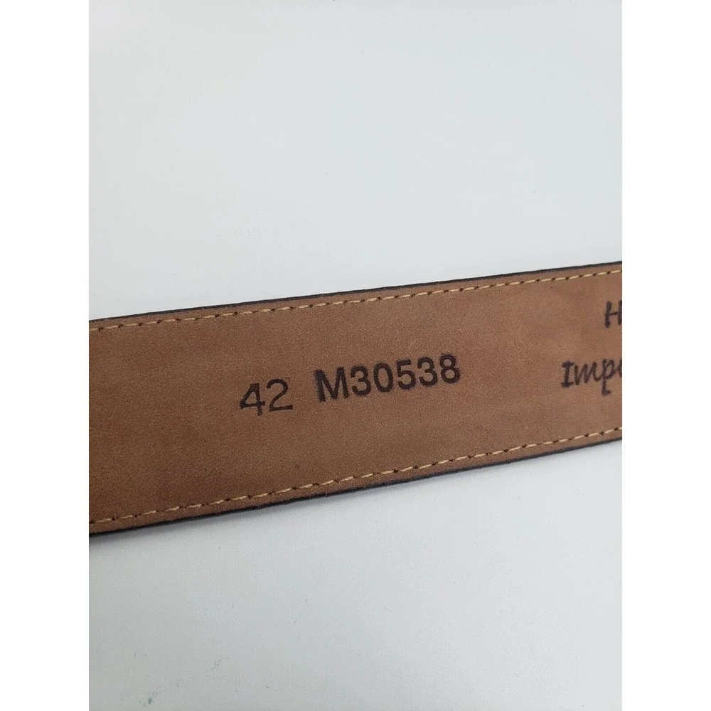 Onyx By Brighton Leather Belt Mens Brown 42 USA Western Minimalist Unique Luxury